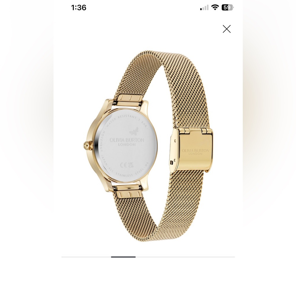 30mm Wonderlust Ivory & Gold Mesh Watch, brand new comes with box. - Picture 6 of 8